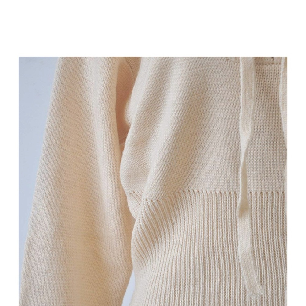 ELEANOR Cream Lace Up Knit Pullover Sweater - Picture 2 of 6